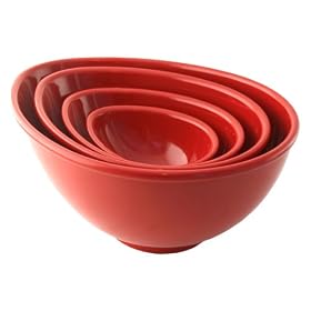 Nigella Lawson's Living Kitchen, Mixing Bowls, Melamine, Set of Four, Red