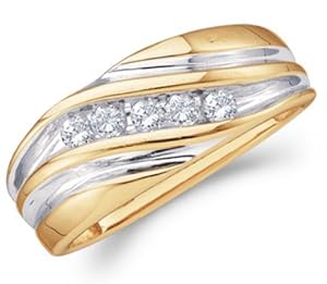 Mens Diamond Wedding Band 14k Yellow Gold Engagement Ring (1/4 Carat), Size 10