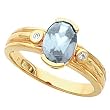 14K Yellow Gold Sky Blue Topaz and Diamond Ring