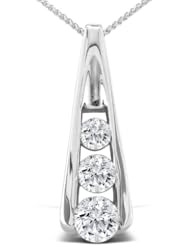 14K White Gold Three Diamond Wishbone Pendant With Free Blitz Jewelry Cleaner (3/4 cttw)