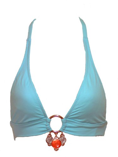 Becca Blue Halter Swimsuit-top w/dangling charms M