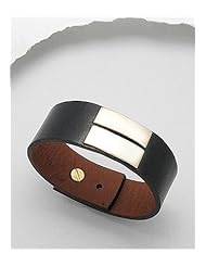 Black Leather Bracelet In White Base