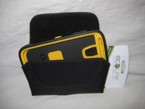 Ecolife Hydro XX-large Black Extended Cover Case W/fixed Swivel Belt Clip Fits Att Samsung Galaxy S4 lV i9500 /i9295 / i537 Yellow/Hornet Active Otterbox Commuter/Defender