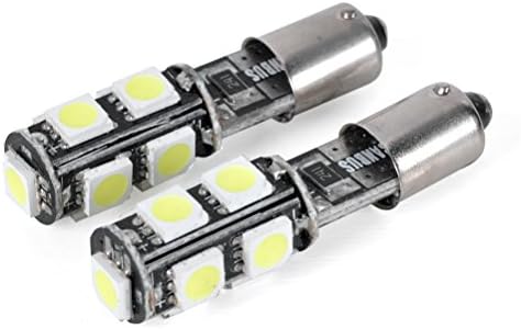 Canbus Error Free Xenon White 9 5050-LED H6W BA9s Parking City Light Bulb for Toyota Honda Nissan Mazda Acura (2pcs)