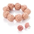 Flower Fashion Bracelet & Pierced Earrings Set Pink