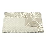 My Blankee Inc 30" x 35" Dot Velour Stroller Blanket with Satin Border, Cream