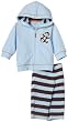 Little Me Monkey 2 Piece Hoodie Set, Blue Stripe