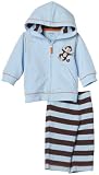 Little Me Monkey 2 Piece Hoodie Set, Blue Stripe, 12 Months