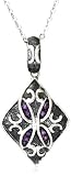Sterling Silver Diamond-Shaped Celtic Amethyst Pendant with Silver Chain, 18.5"