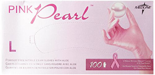 Medline Generation Pink Pearl Nitrile Exam Gloves, Pink, Large, 100 Count