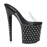 8 Inch High Platform Rhinestone Shoes Sexy Stripper Shoes Spike Heel Open Toe Slide