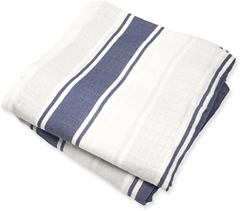 XOve Baby 2 Pack XL Bamboo Muslin Cotton Infant Swaddle Receiving Blankets | New Light Weight Babyshower Gift Set (Nautical Blue)