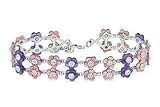 Amethyst and Mother of Pearl Sterling Silver Flower Bracelet
