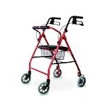 Soft Seat Alum. Rollator with Straight Backrest 1 Each Single Color Burgundy Invacare Supply Group ISGMT51BUR (Each)