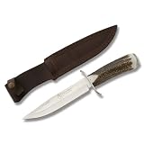 Hen & Rooster Knives 5008 Fixed Blade Bowie Knife with Genuine Stag Handle & Steel Guard/Pommel