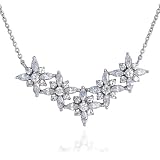 Sterling Silver Cubic Zirconia Flower Necklace on Adjustable Chain by Cheline, 19"