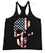 Interstate Apparel Inc American Skull Men's Stringer Tank Top Y Back Black US USA Flag