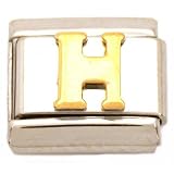 "H" Italian Charm Gold Plated 9mm