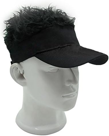 USfafa New Men Funny Peaked Cap Casquette Knit with Wig Decoration Sun Hat