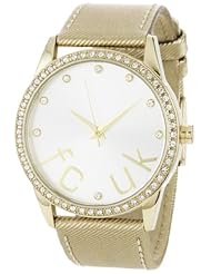 FCUK Womens FC1053GS Leather Strap Rose-Gold-Tone Stainless Steel Watch