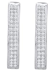 10KT White Gold 0.20 CTW Diamond Micro Pave Hoops