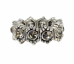 Ring - R63 - Swarovski (tm) Crystal Stretch - Size Lg ~ Black Diamond (Gray / Grey)