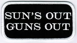 Sun's Out Guns Out Patch Embroidered Iron-On Weightlifting Emblem Muscular Biceps Nametag