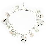 Bracelet Glass Heart Beads and Hand Bags White