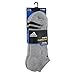 adidas Men's Cushioned No Show Socks (3-Pair), Heathered Lt Onix/ Black/ Granite/ Tech Grey, Large