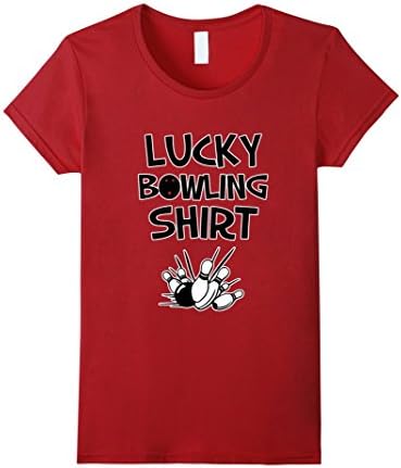 Women's Lucky Bowling Shirt Tshirt - Funny Sports Tee XL Cranberry