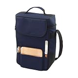 Picnic Time Duet Insulated Wine and Cheese Tote, Navy Blue