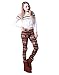 HDE Women Winter Knit Leggings Fleece Line Nordic Design Thermal Insulated Pants (White Poinsettia, Medium)