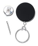 Heavy Duty Black/Chrome Combo Clip-on Key Reel With Chain