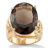 Smoky Quartz 18k Gold over Sterling Silver Ring