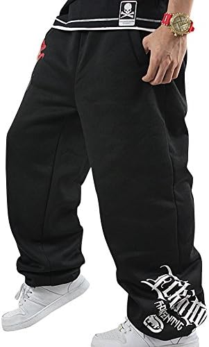 QIBO Men's Loose Fashion Hip Pop Sports Print Cotton Sweatpants