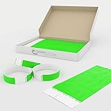Grandstand Ink 3/4in NEON Green Tyvek Event Wristbands - Premium Quality VIP Identification Bands 500ct BOX