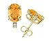 11X8mm Oval Citrine and Diamond Stud Earrings in 14K Yellow Gold
