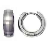 Titanium 14K White Gold Inlay Huggie Hoop Earrings