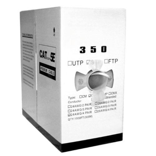 Cat5e, 350 MHz, Shielded, 24AWG, Solid Bare Copper, 1000ft, White, Bulk Ethernet Cable On Sale