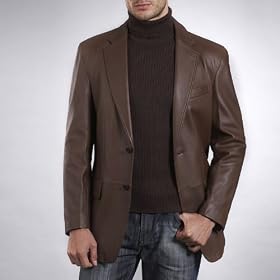 BGSD Men's Two-Button New Zealand Lambskin Leather Blazer - Regular & Tall