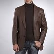 BGSD Men's Two-Button New Zealand Lambskin Leather Blazer - Regular & Tall