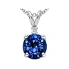 1.52 cttw 14k White Gold AAA Lab Created Sapphire and Genuine Diamond Pendant in 14k White Gold