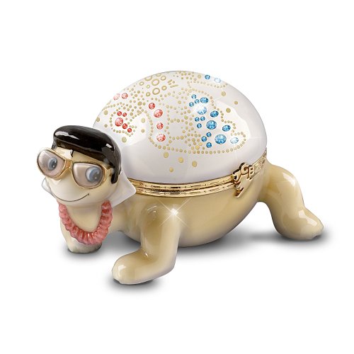 Elvis Presley Heirloom Porcelain Turtle Music Box: Shelloha From Hawaii by The Bradford Exchange