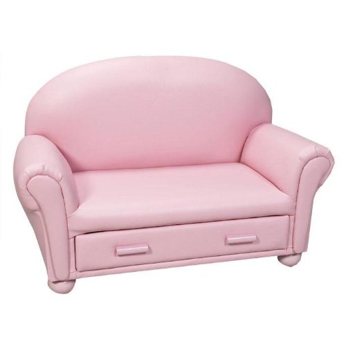 Gift Mark Upholstered Chaise Lounge with Pull Out Drawer, Pink