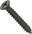 Steel Sheet Metal Screw, Black Oxide Finish,  82 degrees Flat Head, Phillips Drive, Type AB, #4-24 Thread Size, 3/4" Length (Pack of 100)