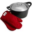 All-Clad Cast Aluminum 5-1/2-Quart Dutch Oven with Two Oven Mitts