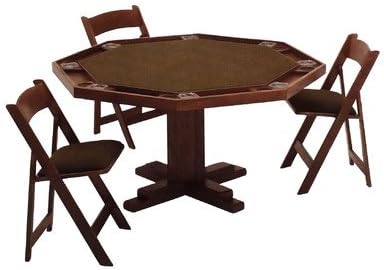 Bundle-93 52" Pedestal Base Poker Table Upholstery: Red Vinyl, Finish: Natural