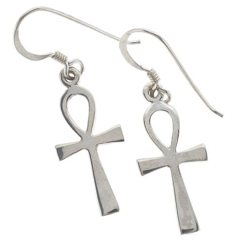 Sterling Silver Egyptian Ankh Cross Earrings
