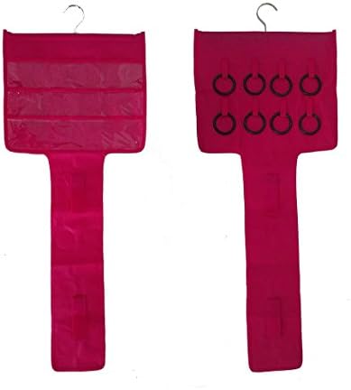 TBH Jewelry Hanging Non-Woven Organizer Holder&amp;Bags Jewelry Scarves Admission Finishing Bag,9 Pockets 8 Circle Scarf Hanging 4 Hook Velcro &amp; Button-Blue&amp;Rose Red (Red)