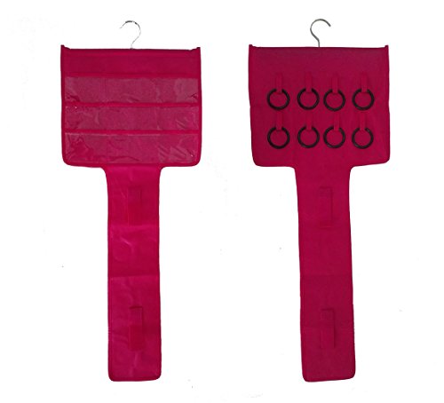 TBH Jewelry Hanging Non-Woven Organizer Holder&amp;Bags Jewelry Scarves Admission Finishing Bag,9 Pockets 8 Circle Scarf Hanging 4 Hook Velcro &amp; Button-Blue&amp;Rose Red (Red)